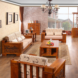 沐晨新中式现代客厅香樟木家具 全实木沙发组合123 中国风雕花
