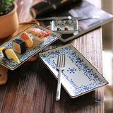 NDP 陶瓷盘子寿司盘日式餐具盘子菜盘 长方釉下彩安全健康家用