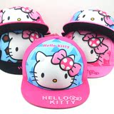 包邮 可爱Hello Kitty平沿帽子儿童嘻哈帽春夏棉棒球帽女卡通猫咪