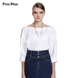 Five Plus2016新品女春装纯棉纯色宽松中袖衬衫衬衣2HM1015680