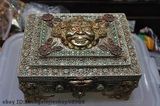 美国代购 古董珠宝盒首饰盒Tibet西藏佛教银铜镀金盒子 绿松石