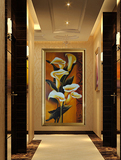 玄关装饰画欧式手绘油画走廊过道竖版家居挂画壁画艺术背景墙画