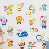 幼儿园墙壁装饰墙纸贴画儿童卧室婴儿房间早教卡通动物字母墙贴纸