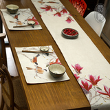 现代中式桌旗餐垫 居家布艺餐桌装饰布 印花布艺餐垫桌旗可机洗