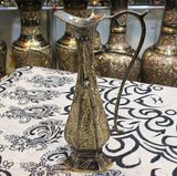 巴基斯坦传统手工艺品 12寸铜雕多棱边民族扁瓶 厂家定做直销