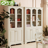 韩式书柜展示柜 实木储物柜带玻璃门 田园书橱书架装饰柜书房家具