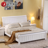文华家瑞白色实木床1.2米1.5米1米8双人橡木高箱床婚床定制家具