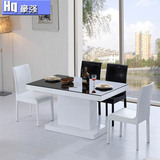 钢化玻璃餐桌椅组合现代简约时尚餐台小户型饭桌客厅伸缩折叠餐桌