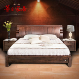 华日家居 现代中式楠木系列双人床 实木床大床婚床 卧室家具N6