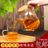 夏季加厚大容量玻璃冷水壶防爆过滤竹盖耐热花茶壶煮茶壶泡茶壶