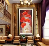 鸿运当头玄关客厅餐厅卧室过道挂画手绘油画有框画现代装饰画花卉
