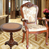 欧式酒店洽谈茶几椅3件 实木简约雕花高档小圆桌子休闲阳台咖啡几