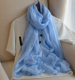 杭州丝绸 桑蚕丝100%真丝围巾丝巾纯色空调披肩  超长沙滩巾头纱