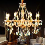 欧式水晶吊灯琥珀色奢华蜡烛吊灯金色客厅灯餐厅吊灯水晶灯具灯饰