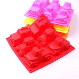 包邮 6连孔3款造型汽车硅胶DIY蛋糕模具 皂模 果冻模共4色