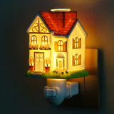 AIKEJA/艾可家 房子壁灯陶瓷小夜灯创意床头插座插电香薰带光源