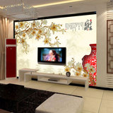 3D立体大型壁画壁纸电视客厅背景墙纸无缝壁画白玉兰平安富贵花开