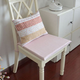 沃米兔欧式田园粉色格子纯棉方形餐椅垫坐垫海绵垫凳子垫可定制