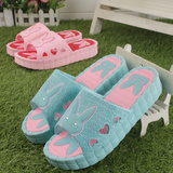 女士家居拖鞋夏季浴室防滑坡跟厚底塑料沙滩凉拖鞋 可爱卡通韩版
