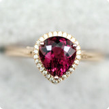 瑞拉珠宝 18K玫瑰金巴西红碧玺戒指 全干净 彩色宝石 可定制