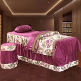 欧式美容床罩四件套紫色高档按摩院专用床套全棉80宽通用批发定做