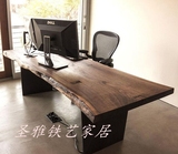 仿古不规则实木餐桌美式办公桌LOFT铁艺办公桌会议桌工作台洽谈桌