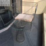 简约现代实心不锈钢布艺软包阳台休闲椅创意单人围椅样板房定做