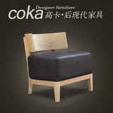 布艺单人沙发椅子实木美式乡村创意小户型欧式卧室咖啡厅高档沙发
