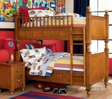美式乡村实木儿童高低子母床 简约欧式复古上下双层床单人扶梯床