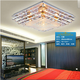现代水晶灯LED客厅吊灯正方形玻璃卧室灯LED吸顶灯遥控平板低压