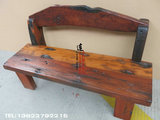 老船木家具阳台三人沙发椅实木原木座椅坐凳 简约复古典沉船木椅