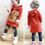2015新款韩版女童加厚卫衣两件套 小女孩秋冬款儿童女童加绒套装