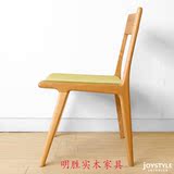 明胜家具现代简约橡木实木餐椅创意北欧日式休闲咖啡厅家用电脑椅