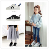 现货韩国正品代购儿童中大童运动鞋女黑白色 跑步鞋 学生帆布鞋