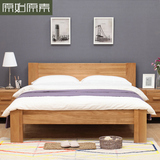原始原素全实木床白橡木家具环保双人床1.5米1.8米北欧简约粗腿床
