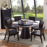 大普圆桌餐桌椅组合现代简约圆形吃饭桌子6人实木橡木小户型家具