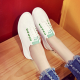 夏季新款韩版平底小白鞋女透气单鞋运动跑步休闲鞋镂空系带女鞋子