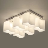 简约客厅长方形创意吸顶灯LED白色玻璃北欧后现代温馨吸顶灯