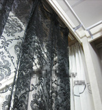 外贸窗纱 欧式花型黑色窗纱窗帘 神秘黑纱客厅卧室装饰纱成品定制