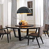 北欧简约圆餐桌进口橡木餐桌大理石圆形餐桌椅设计师餐桌极美家具