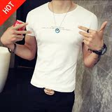 2016新款韩版修身短袖T恤 夏天季青年男士圆领休闲潮流百搭打底衫