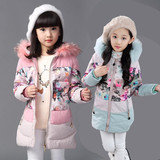 2015新款韩版童装冬装女童棉衣中长款加厚棉服中大童休闲风衣外套