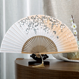 王星记扇子6寸和风樱花绢扇女　日式折扇中国风工艺礼品扇女