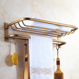 仿古全铜折叠毛巾架 青古铜色 浴巾架套装 欧式卫生间浴室置物架