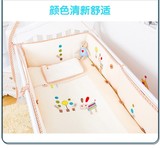 秋冬婴儿床品套件床上用品可拆卸纯棉宝宝床围被子天鹅绒