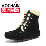 Vochain/梵纪新款高帮豆豆鞋女平底加厚系带皮毛一体加绒冬季棉鞋