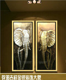 纯手绘油画东南亚风格金银箔大象装饰画客厅玄关卧室挂画吉祥大象
