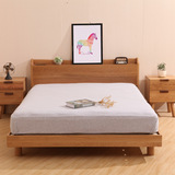 北欧日式宜家家具1.5 1.8米带插座双人床 现代简约全实木白橡木床