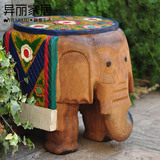 招财泰国木雕大象凳子 客厅大象换鞋凳 实木大象落地工艺摆件包邮
