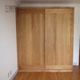 纯实木日式橡木衣柜衣橱简约现代双开门移门定制衣柜卧室家具收纳